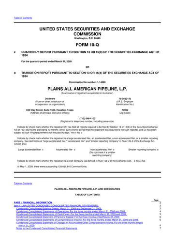 Thumbnail Plains All American Pipeline 10-Q Quarterly Report FY 