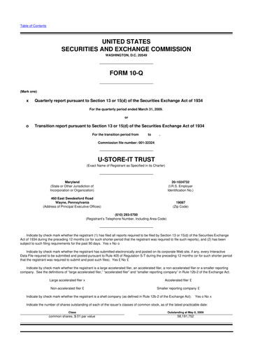 Thumbnail CubeSmart
 10-Q Quarterly Report FY 