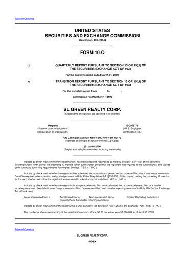 Thumbnail SL Green Realty
 10-Q Quarterly Report FY 