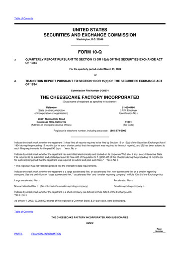 Thumbnail The Cheesecake Factory
 10-Q Quarterly Report FY 