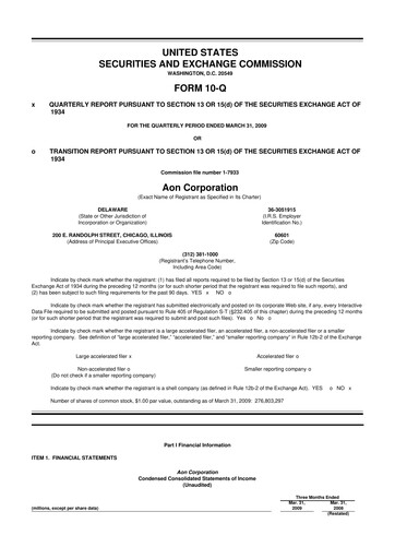 Thumbnail Aon 10-Q Quarterly Report FY 