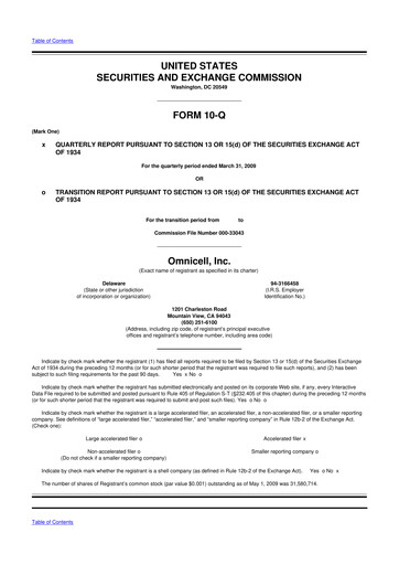 Thumbnail Omnicell
 10-Q Quarterly Report FY 