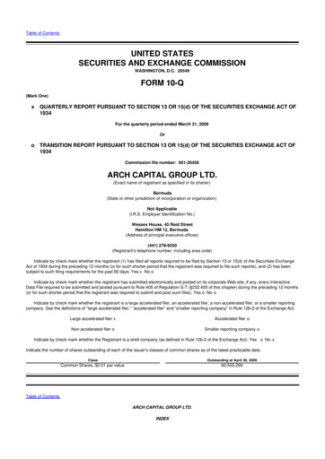 Vorschaubild Arch Capital 10-Q Quartalsbericht  