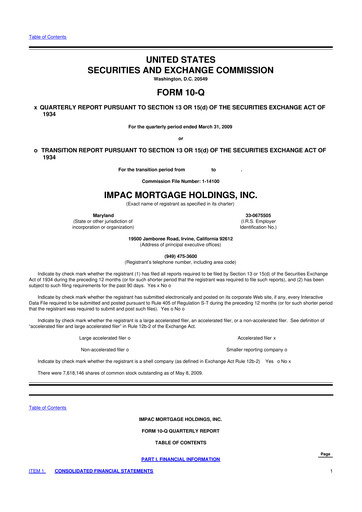 Thumbnail Impac Mortgage Holdings 10-Q Quarterly Report FY 