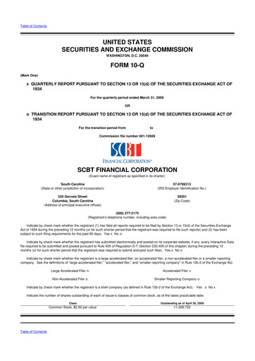 Thumbnail South State Corp 10-Q Quarterly Report FY 