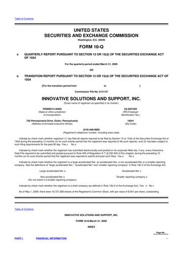 Miniature Innovative Solutions and Support 10-Q Rapport trimestriel  