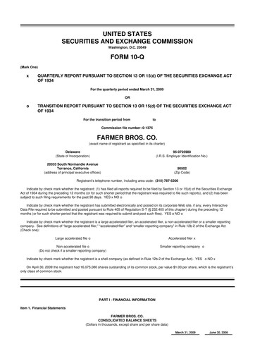 Thumbnail Farmer Brothers
 10-Q Quarterly Report FY 