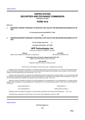 Vorschaubild UFP Technologies
 10-Q Quartalsbericht  