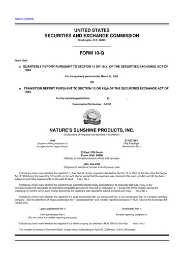 Thumbnail Nature's Sunshine Products 10-Q Quarterly Report FY 