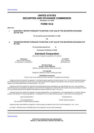 Thumbnail Astrotech 10-Q Quarterly Report FY 