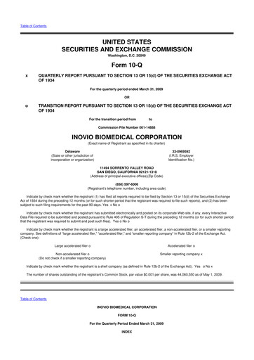 Miniature Inovio Pharmaceuticals 10-Q Rapport trimestriel  