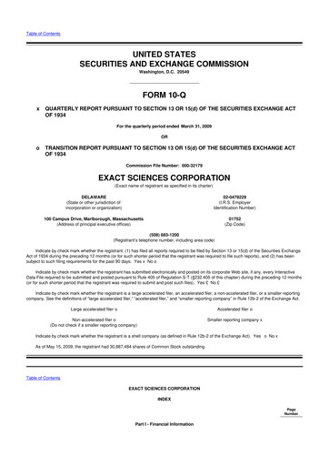 Vorschaubild Exact Sciences 10-Q Quartalsbericht  