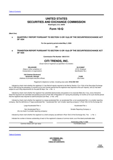 Thumbnail Citi Trends, Inc. 10-Q Quarterly Report FY 