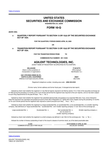Thumbnail Agilent Technologies 10-Q Quarterly Report FY 