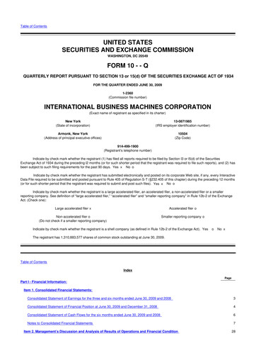 Thumbnail IBM 10-Q Quarterly Report FY 