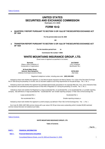 Vorschaubild White Mountains Insurance Group 10-Q Quartalsbericht  