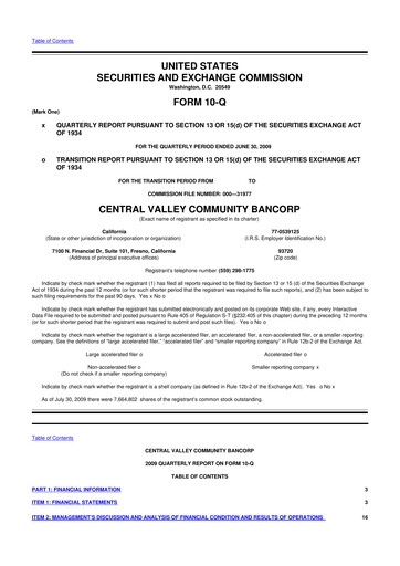 Thumbnail Community West Bancshares 10-Q Quarterly Report FY 
