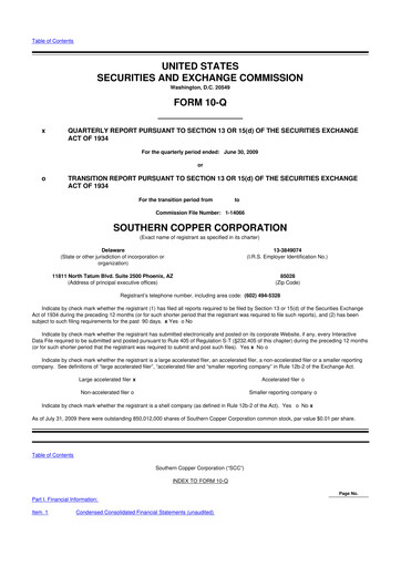 Thumbnail Southern Copper 10-Q Quarterly Report FY 