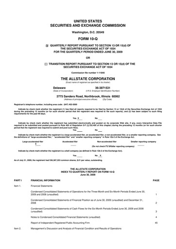 Thumbnail Allstate 10-Q Quarterly Report FY 