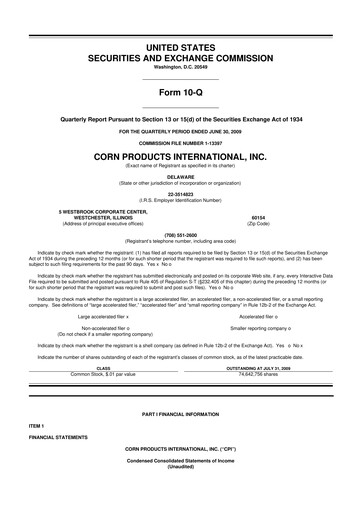 Thumbnail Ingredion 10-Q Quarterly Report FY 