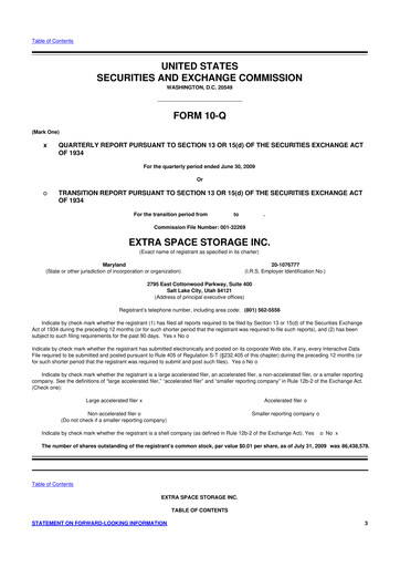 Vorschaubild Extra Space Storage
 10-Q Quartalsbericht  