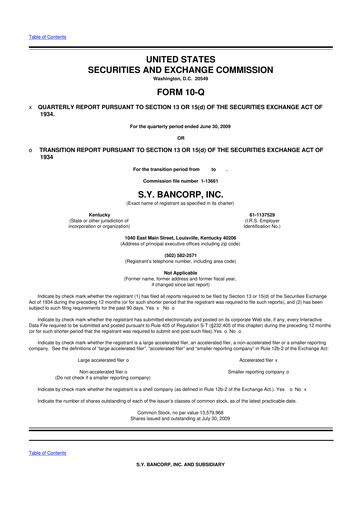 Thumbnail Stock Yards Bancorp 10-Q Quarterly Report FY 