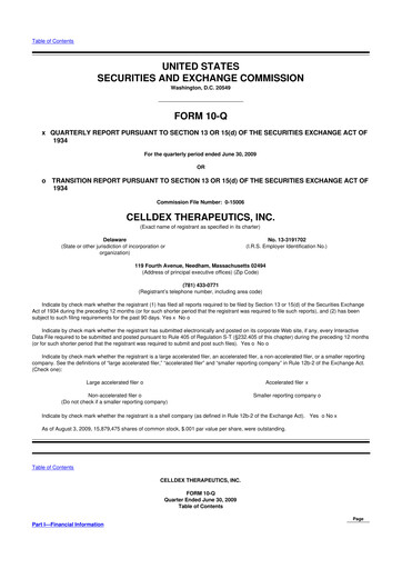 Thumbnail Celldex Therapeutics 10-Q Quarterly Report FY 