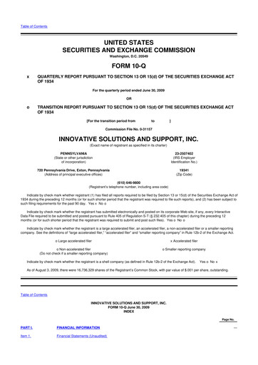 Miniature Innovative Solutions and Support 10-Q Rapport trimestriel  