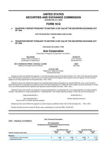 Thumbnail Aon 10-Q Quarterly Report FY 