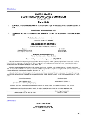 Thumbnail Bruker 10-Q Quarterly Report FY 