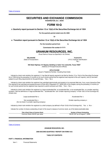 Thumbnail Westwater Resources
 10-Q Quarterly Report FY 