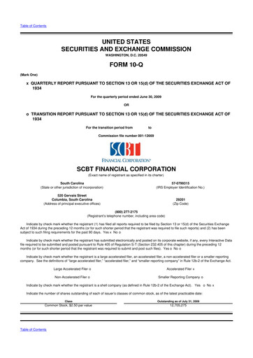 Thumbnail South State Corp 10-Q Quarterly Report FY 