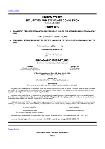Vorschaubild Broadwind 10-Q Quartalsbericht  