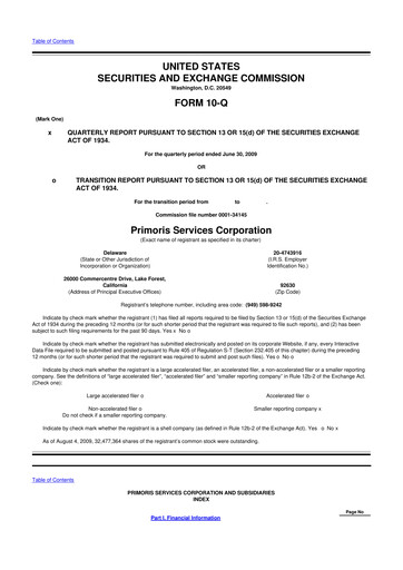 Thumbnail Primoris Services Corporation
 10-Q Quarterly Report FY 