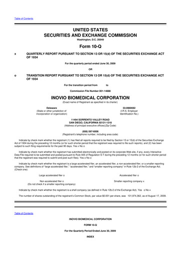 Miniature Inovio Pharmaceuticals 10-Q Rapport trimestriel  