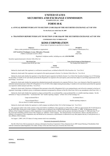 Thumbnail Koss 10-K Annual Report 