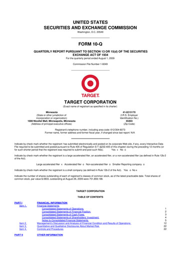 Thumbnail Target 10-Q Quarterly Report FY 
