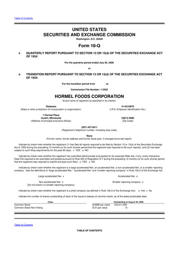Thumbnail Hormel Foods 10-Q Quarterly Report FY 