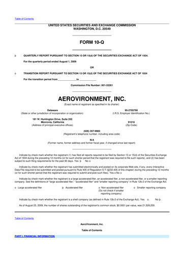 Thumbnail AeroVironment 10-Q Quarterly Report FY 