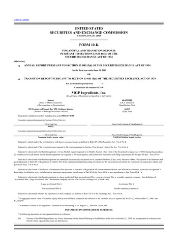 Thumbnail MGP Ingredients 10-K Annual Report 