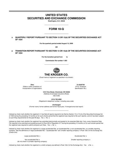Vorschaubild Kroger 10-Q Quartalsbericht  