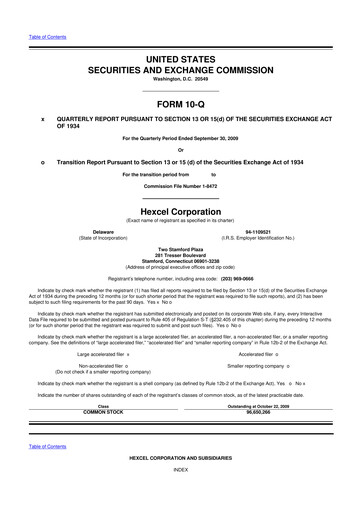 Thumbnail Hexcel
 10-Q Quarterly Report FY 