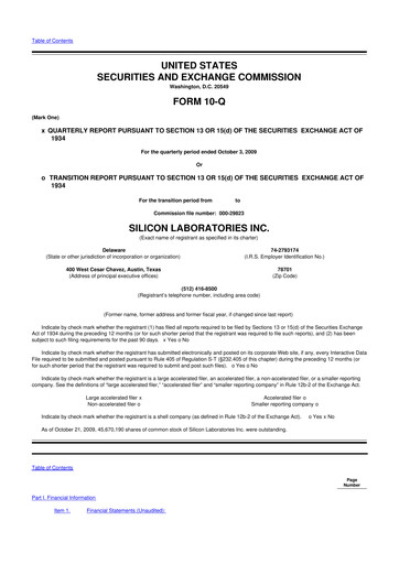 Thumbnail Silicon Labs
 10-Q Quarterly Report FY 
