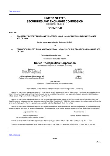 Thumbnail United Therapeutics 10-Q Quarterly Report FY 