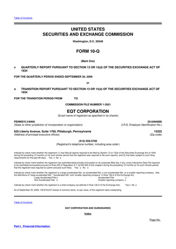 Thumbnail EQT Corporation
 10-Q Quarterly Report FY 