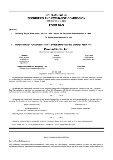 Thumbnail O-I Glass
 10-Q Quarterly Report FY 