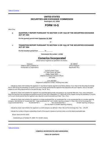 Thumbnail Comerica 10-Q Quarterly Report FY 