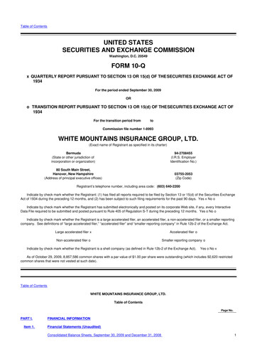 Vorschaubild White Mountains Insurance Group 10-Q Quartalsbericht  