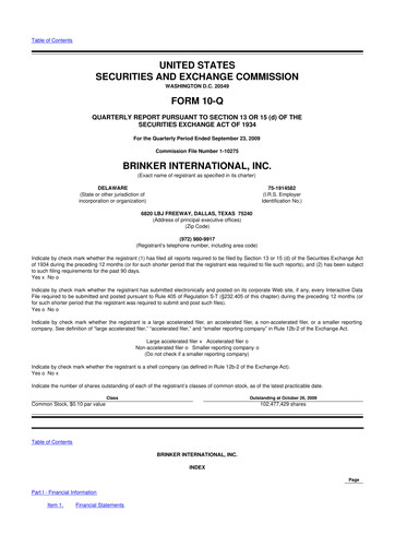 Thumbnail Brinker International
 10-Q Quarterly Report FY 