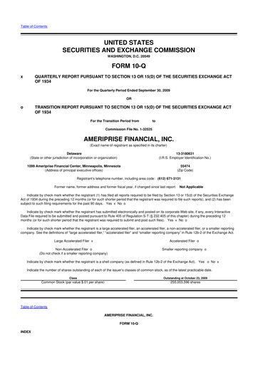 Thumbnail Ameriprise Financial
 10-Q Quarterly Report FY 